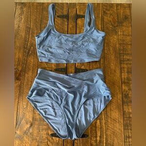 Aerie Scoop Bikini Top and High Waisted Crossover Bottoms Set